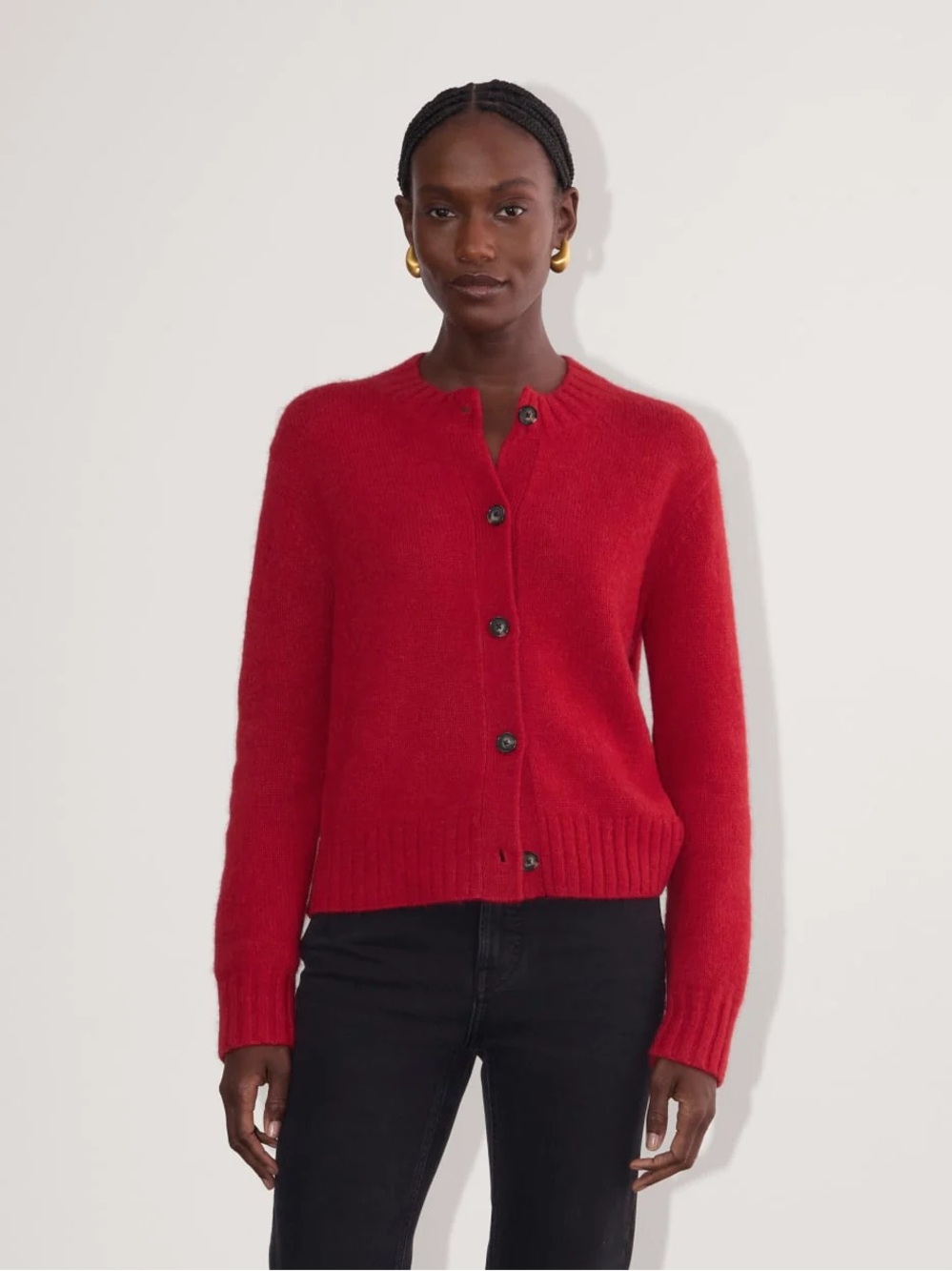 Everlane The Crew Cardigan in Alpaca in color Berry Size Small NWT